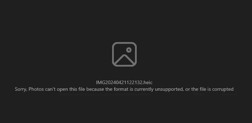 Windows Photos error: Sorry, Photos can't open this file because the format is currently unsupported