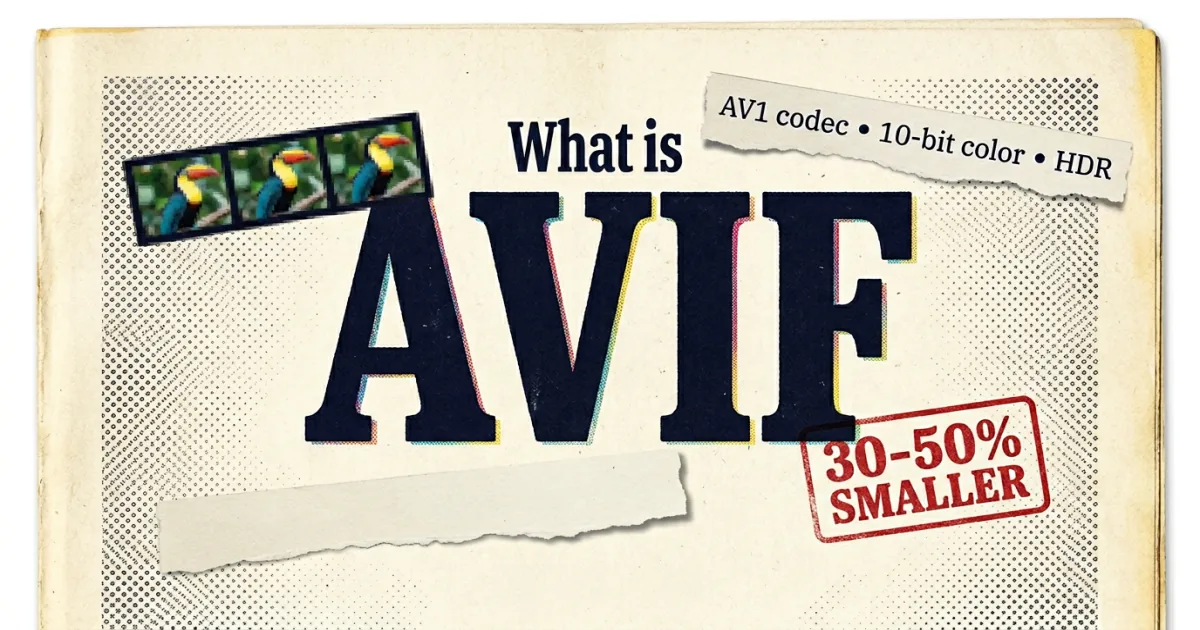 What is AVIF? AV1 codec, 10-bit color, HDR — 30 to 50 percent smaller than JPEG